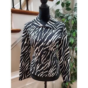 Requirements Women Black Cotton Long Sleeve Full Zip Front Casual Jacket Size S